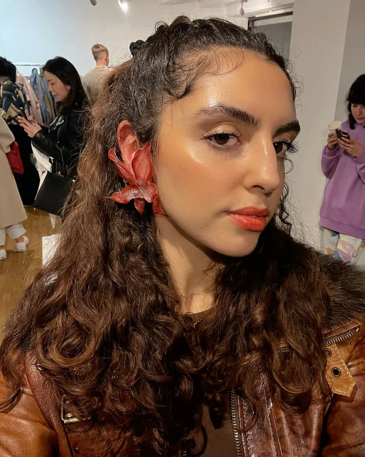 Thumbnail 4 of Flame Orchid Earrings